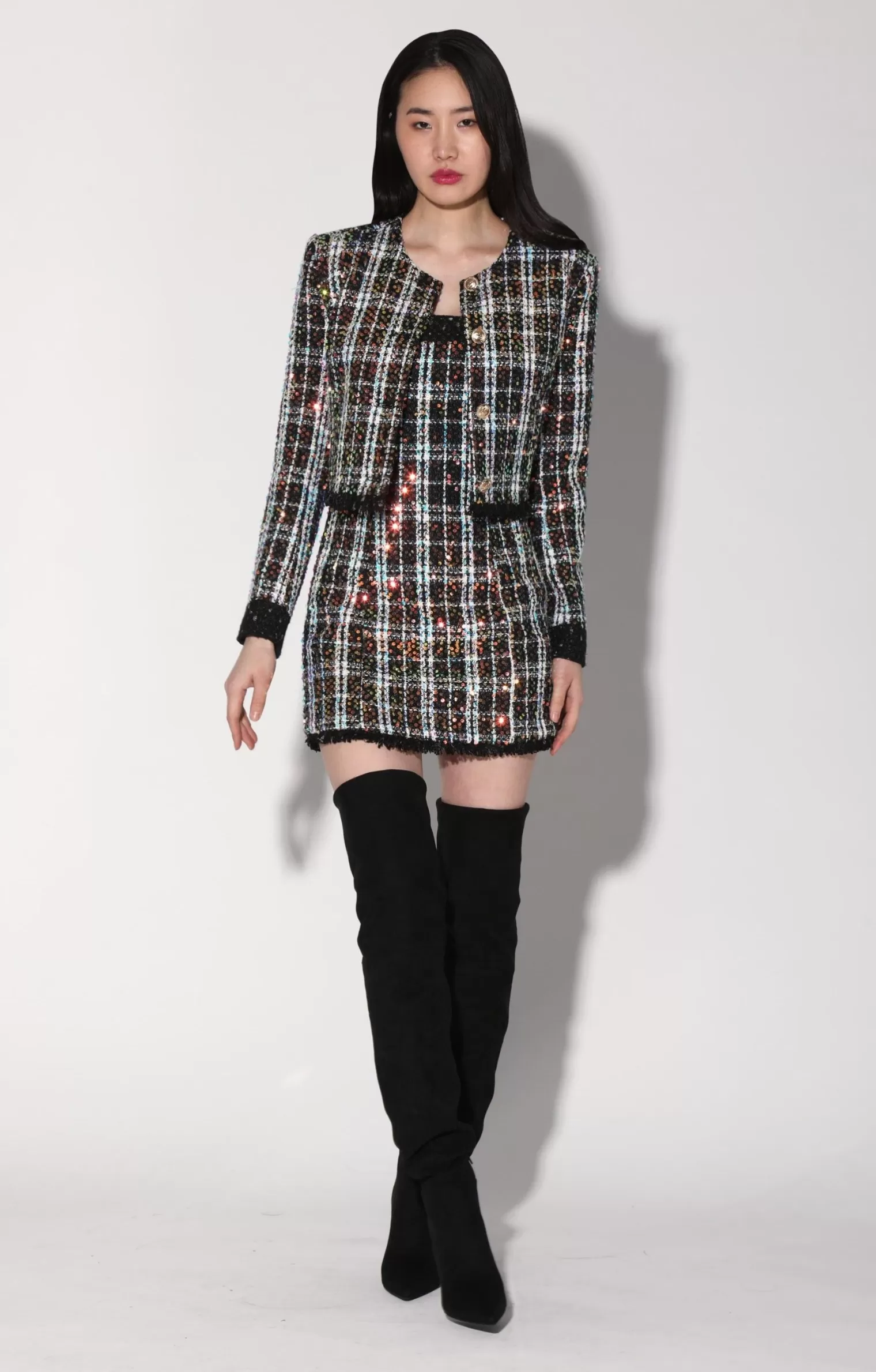 Walter Baker Alessia Jacket, Broadway Tweed Black>Women Jackets