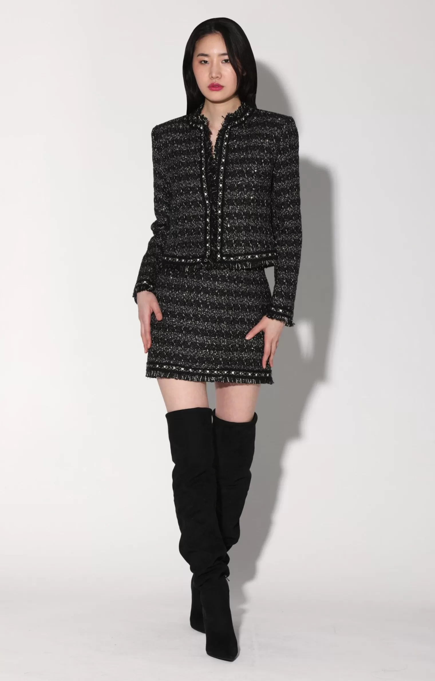 Walter Baker Carla Jacket, Tribeca Tweed Black Black>Women Jackets