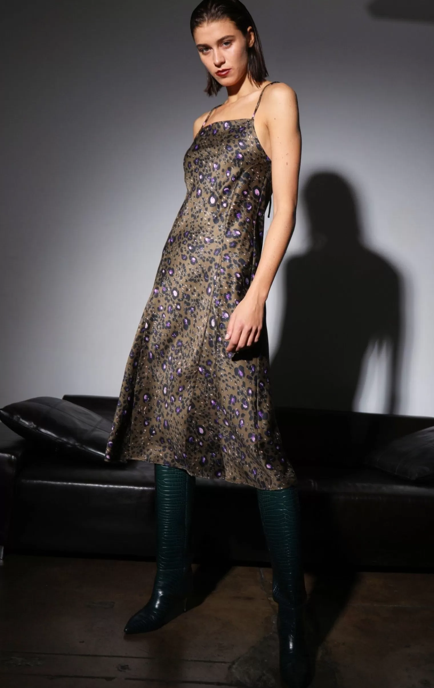 Walter Baker Darianne Dress, Olive Leopard>Women Dresses