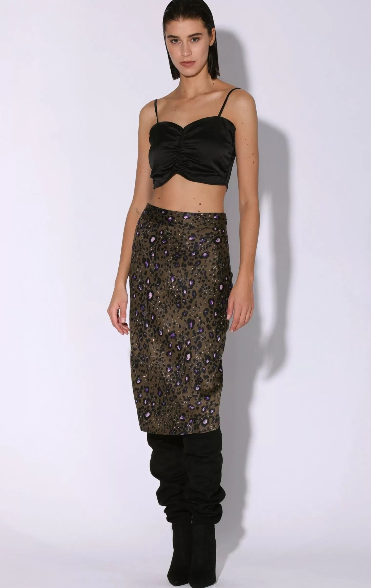 Walter Baker Daya Skirt, Olive Leopard>Women Bottoms