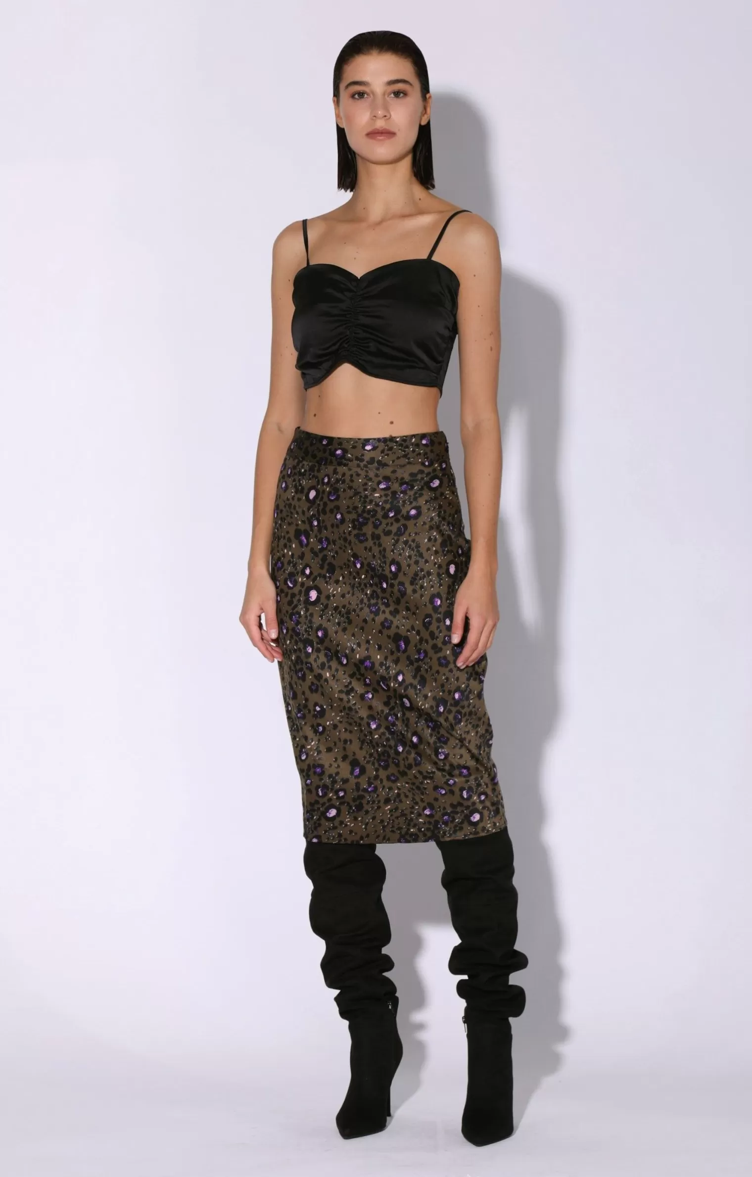 Walter Baker Daya Skirt, Olive Leopard>Women Bottoms