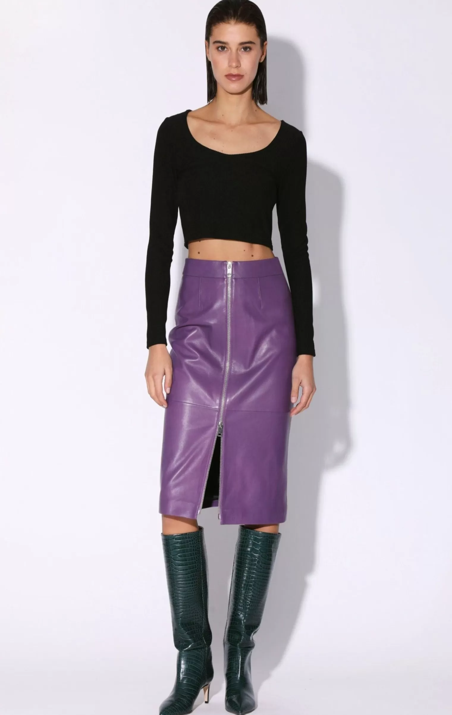 Walter Baker Galette Skirt, Amethyst-Leather>Women Bottoms