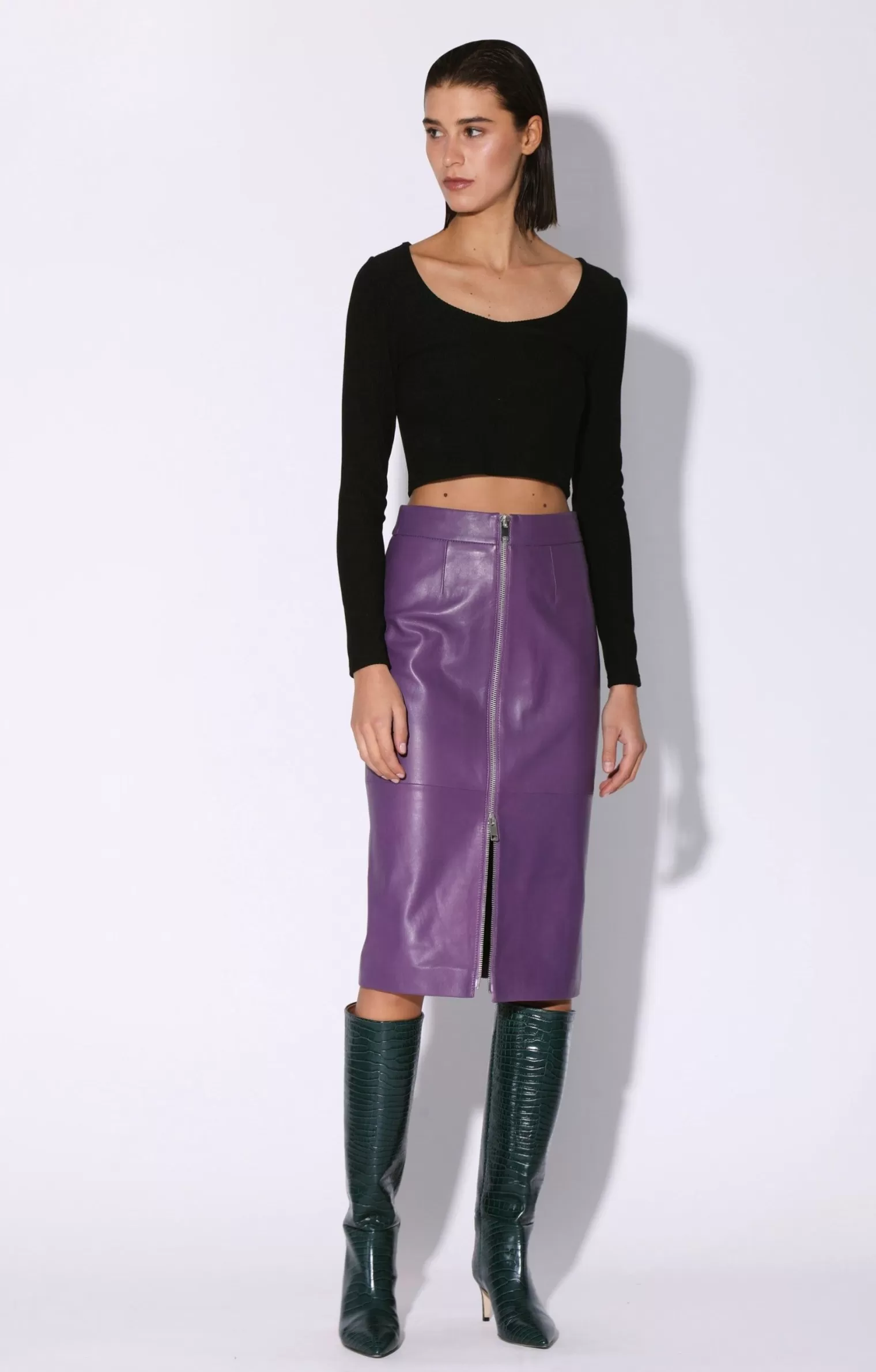 Walter Baker Galette Skirt, Amethyst-Leather>Women Bottoms