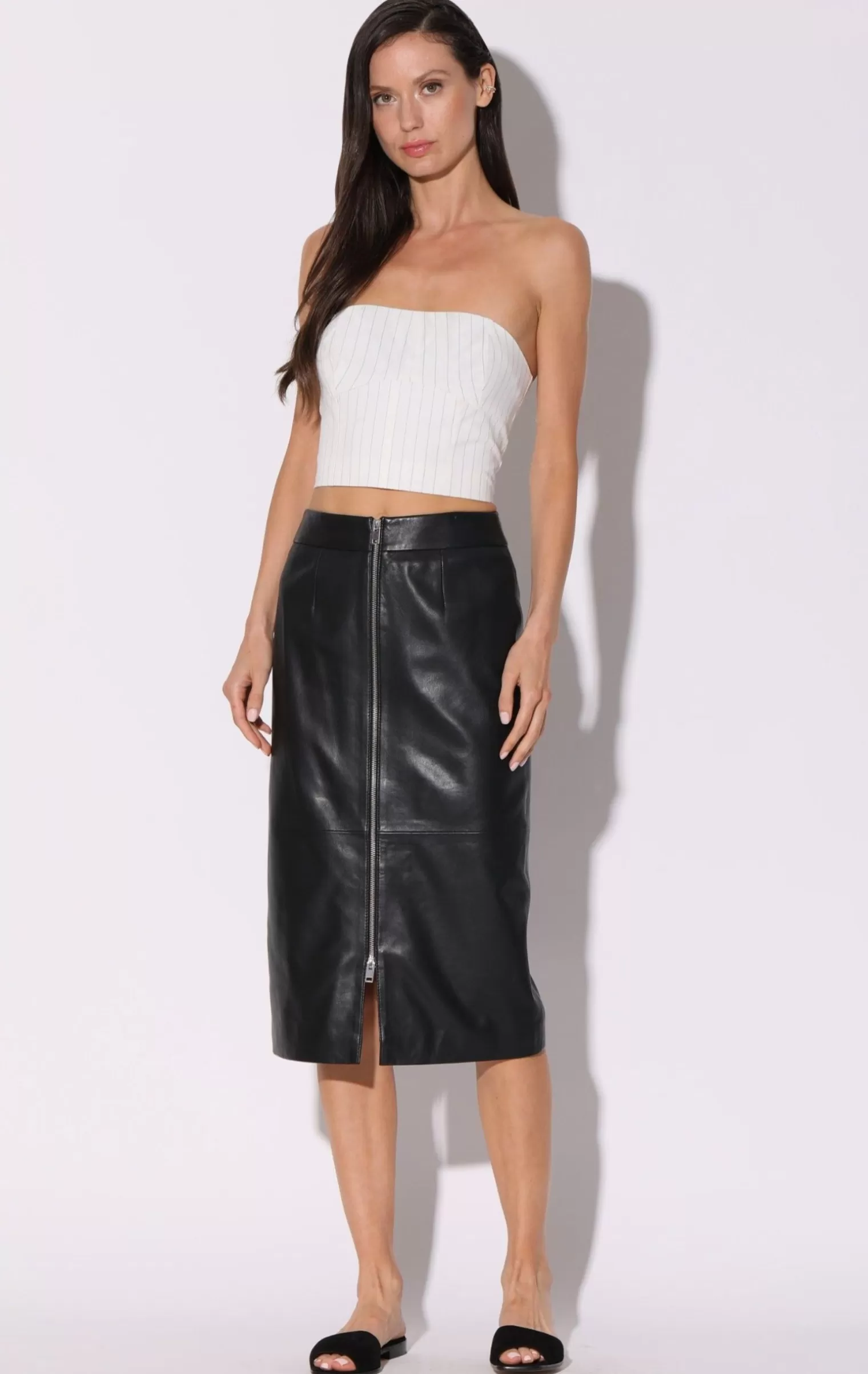 Walter Baker Galette Skirt, Black-Leather>Women Bottoms