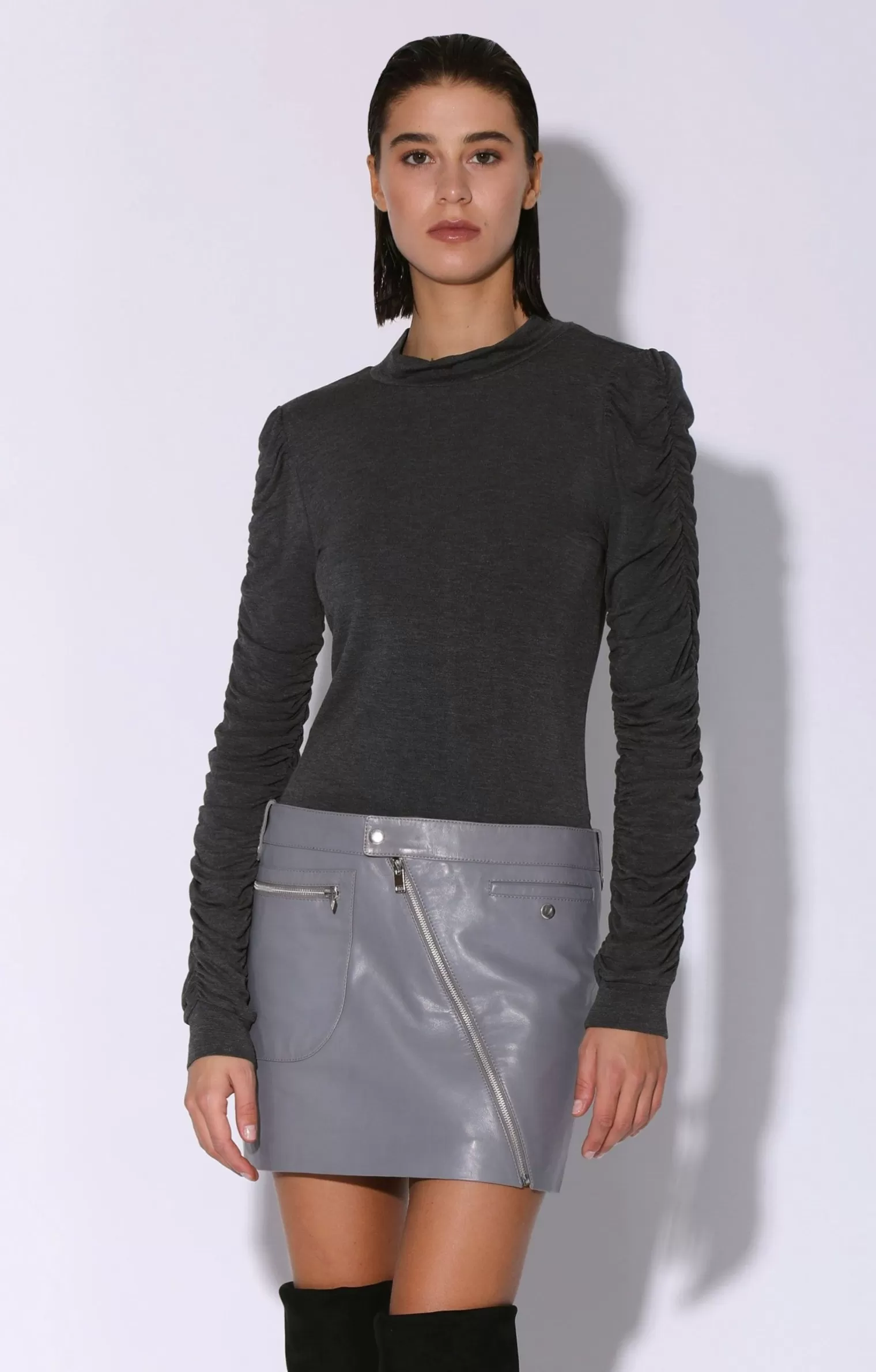 Walter Baker Gavriel Skirt, Granite-Leather>Women Leather