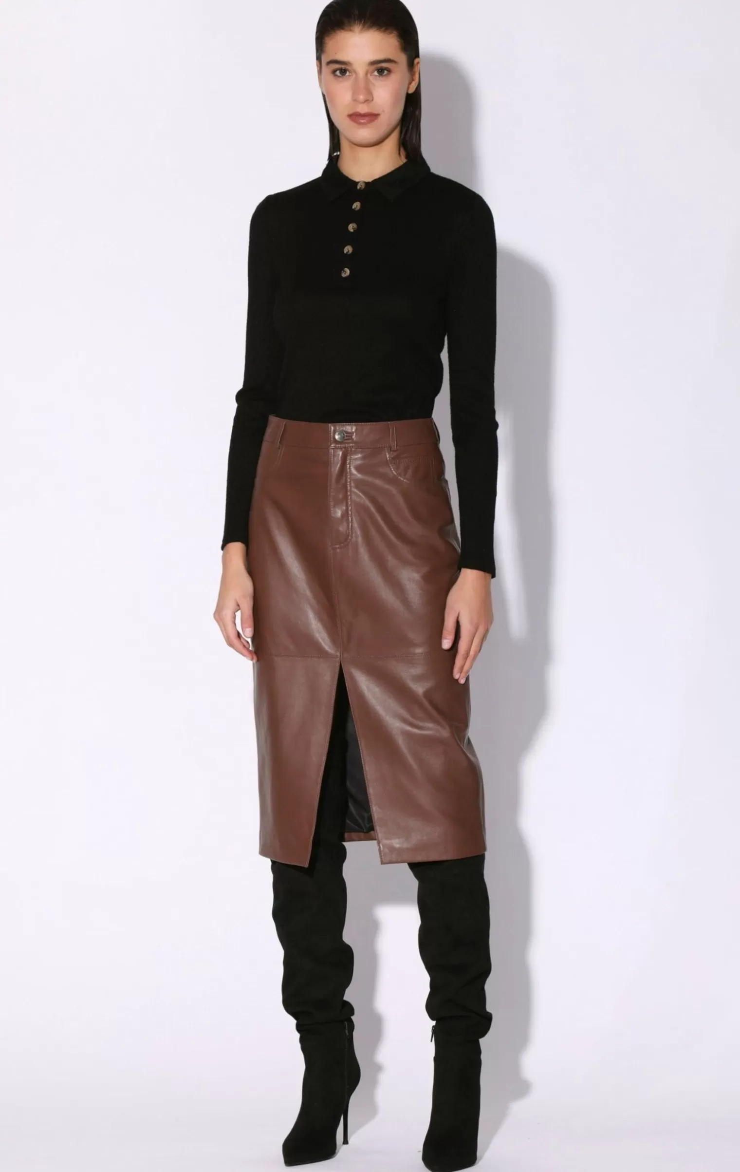 Walter Baker Glynice Skirt, Walnut-Leather>Women Bottoms