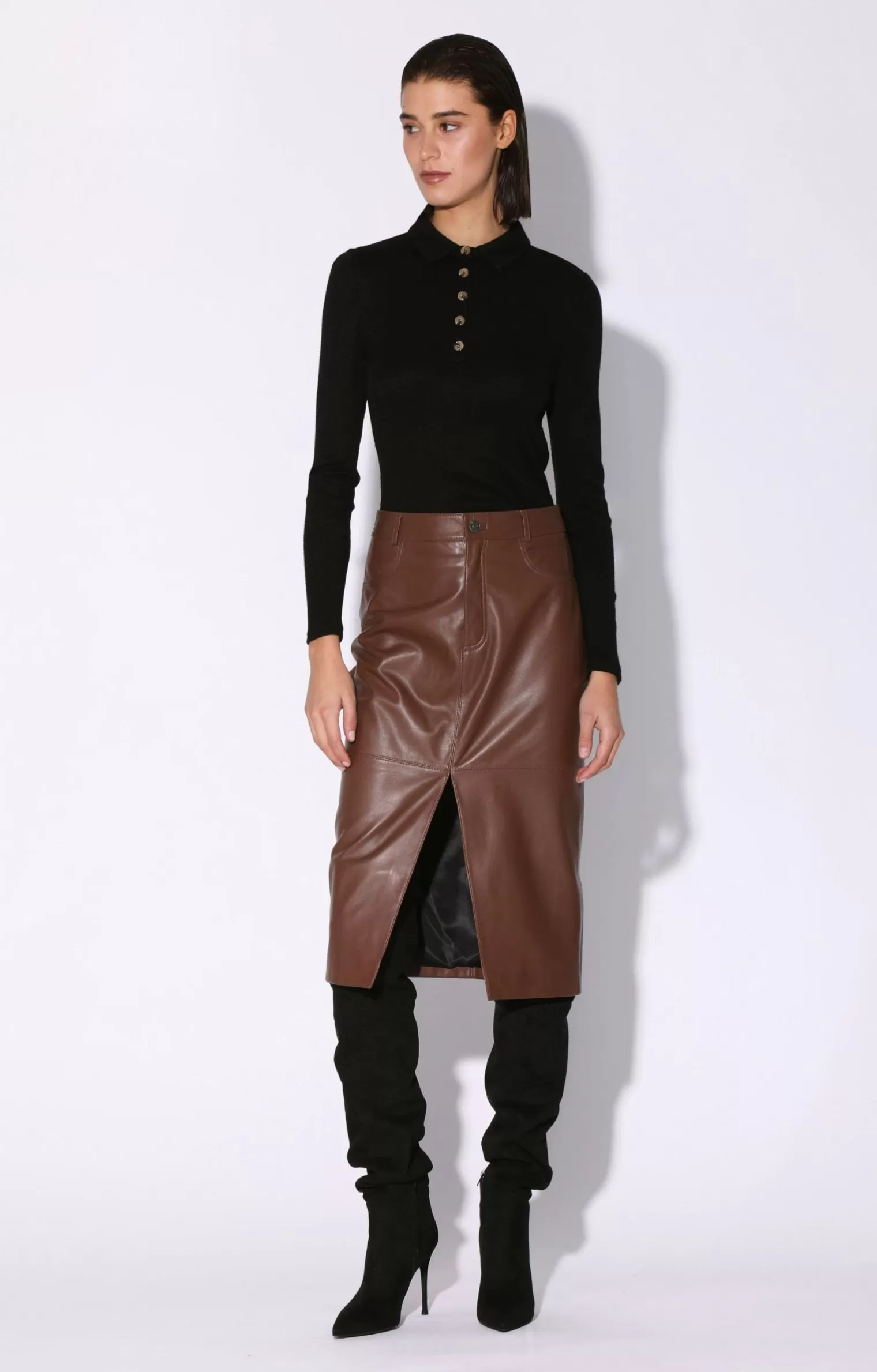 Walter Baker Glynice Skirt, Walnut-Leather>Women Bottoms