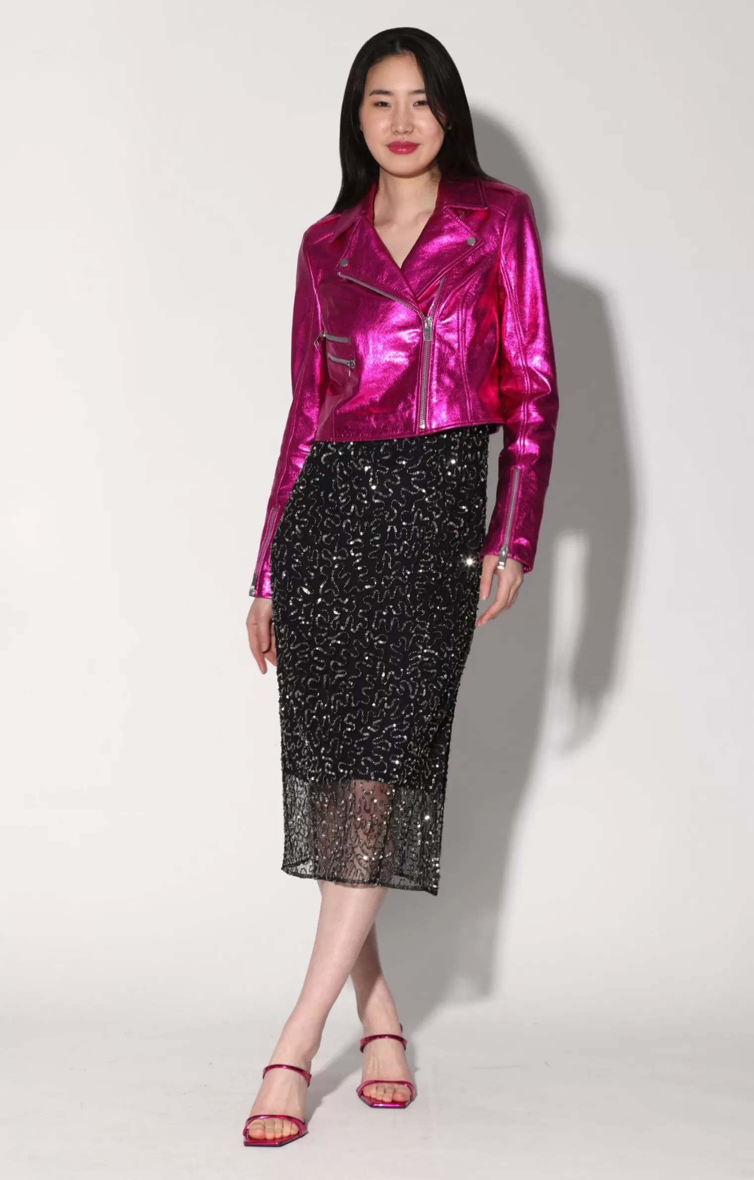 Walter Baker Jenny Jacket, Fuchsia Metallic-Leather>Women Jackets