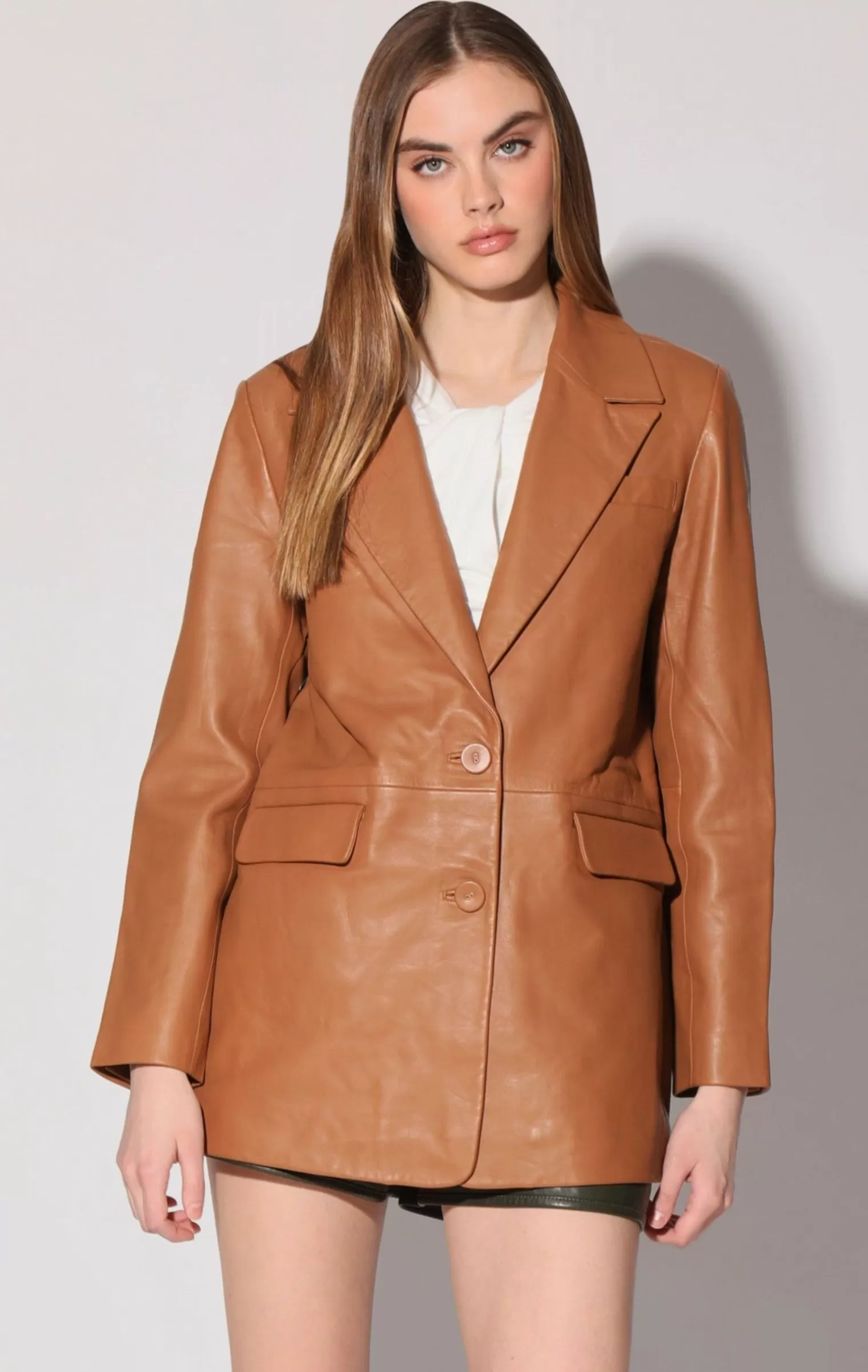 Walter Baker Kiki Blazer, Camel-Leather>Women Jackets