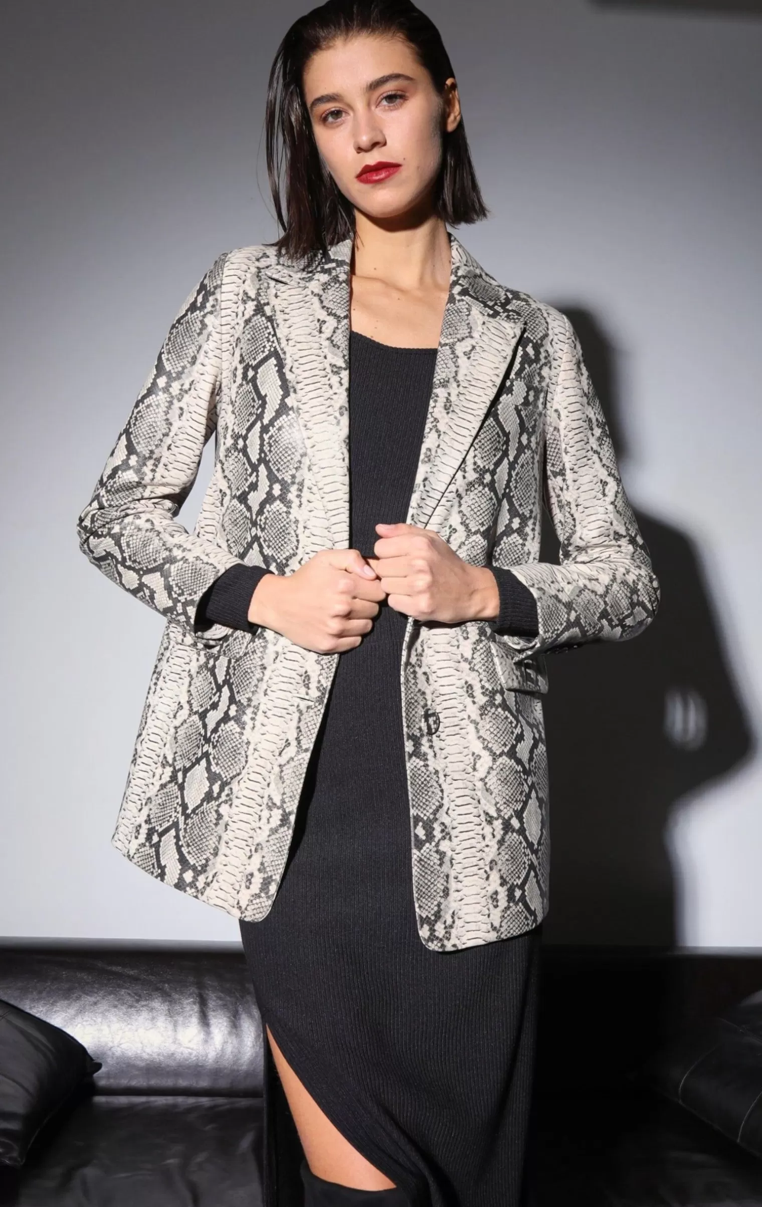 Walter Baker Kiki Blazer, Grey Snake-Leather>Women Leather