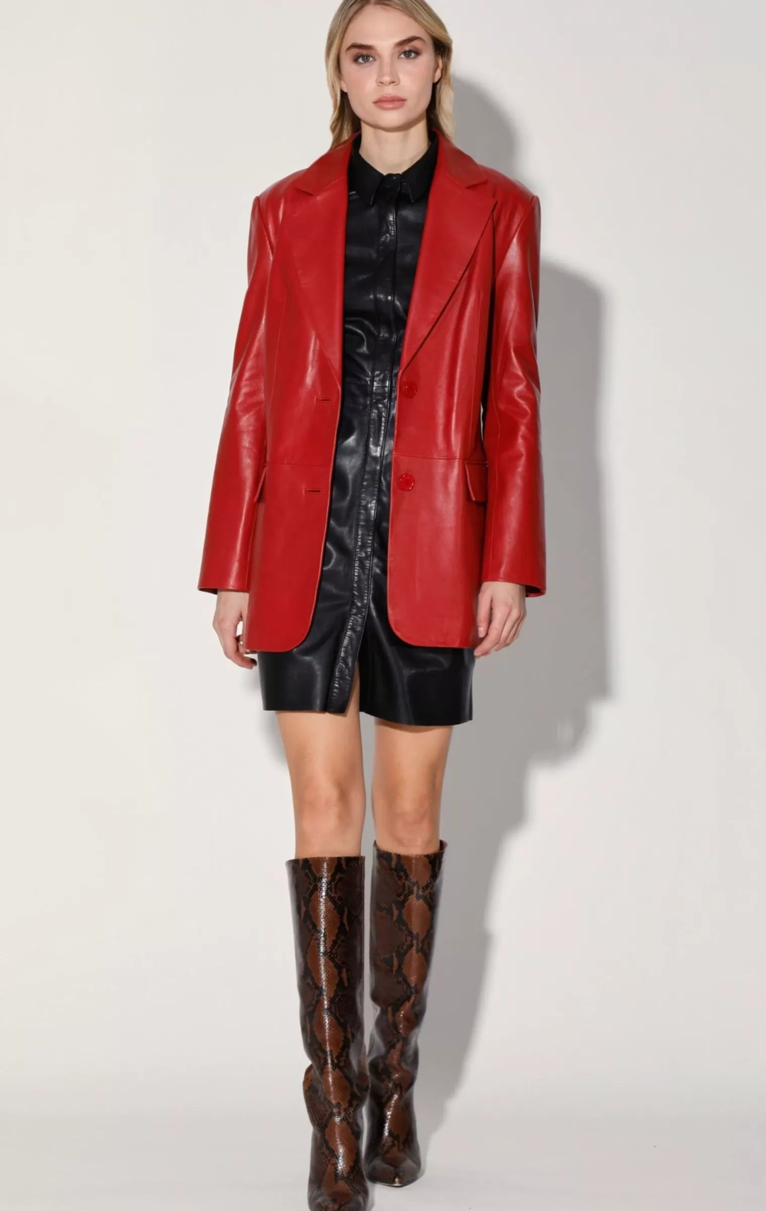 Walter Baker Kira Blazer, Red-Leather>Women Jackets