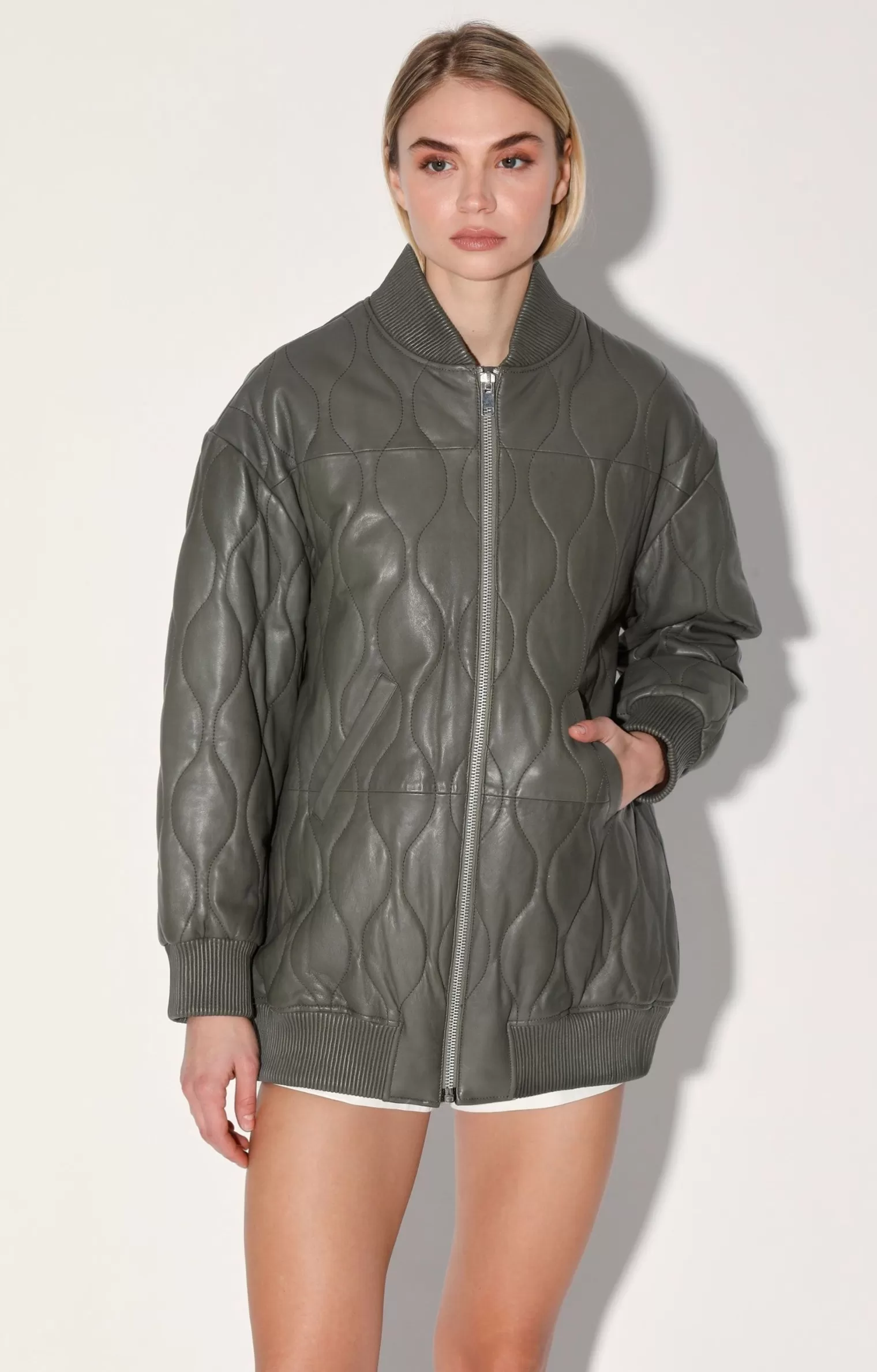 Walter Baker Kyrie Jacket, Army-Puffer Leather>Women Leather