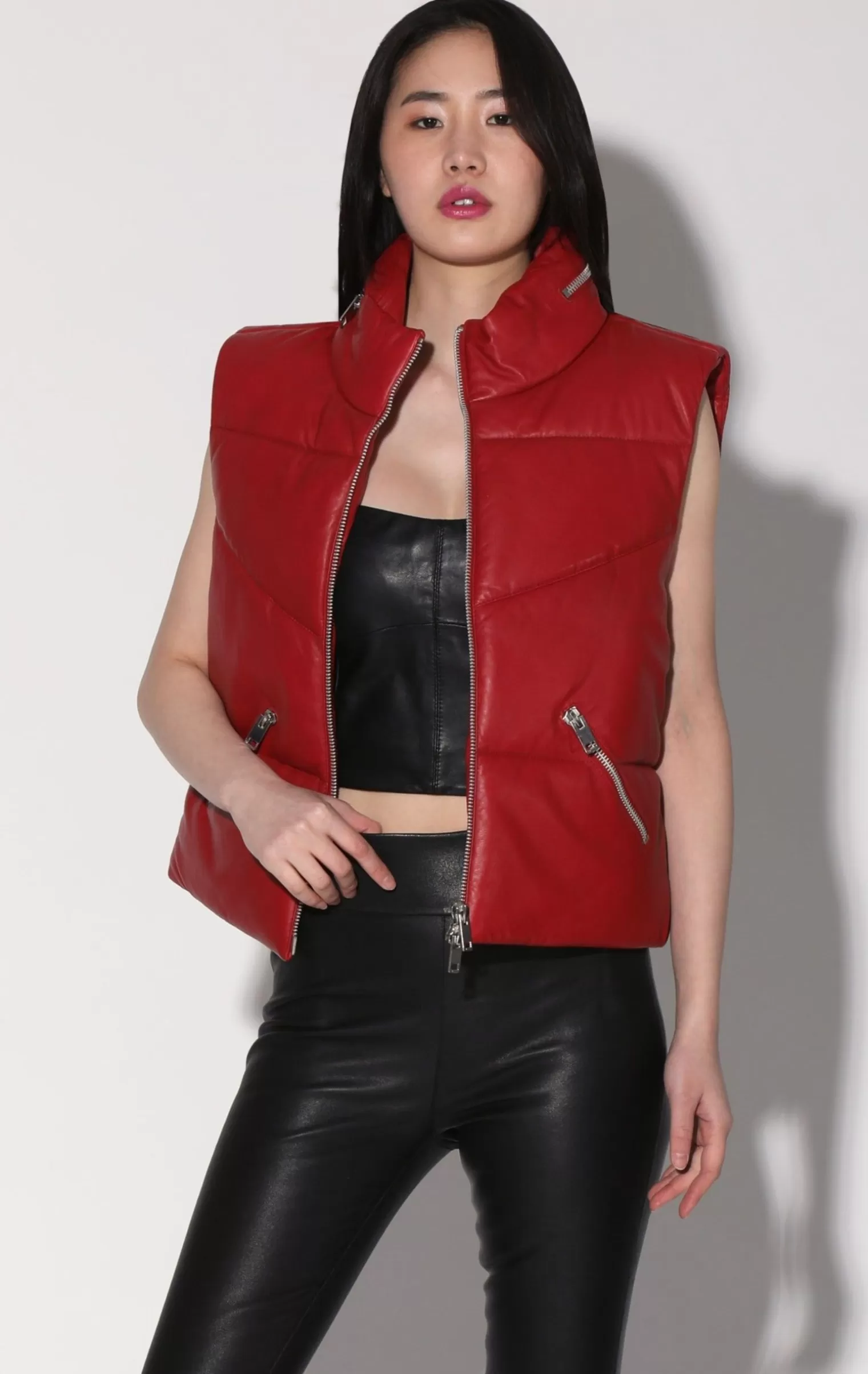 Walter Baker Landon Vest, Red-Puffer Leather>Women Jackets