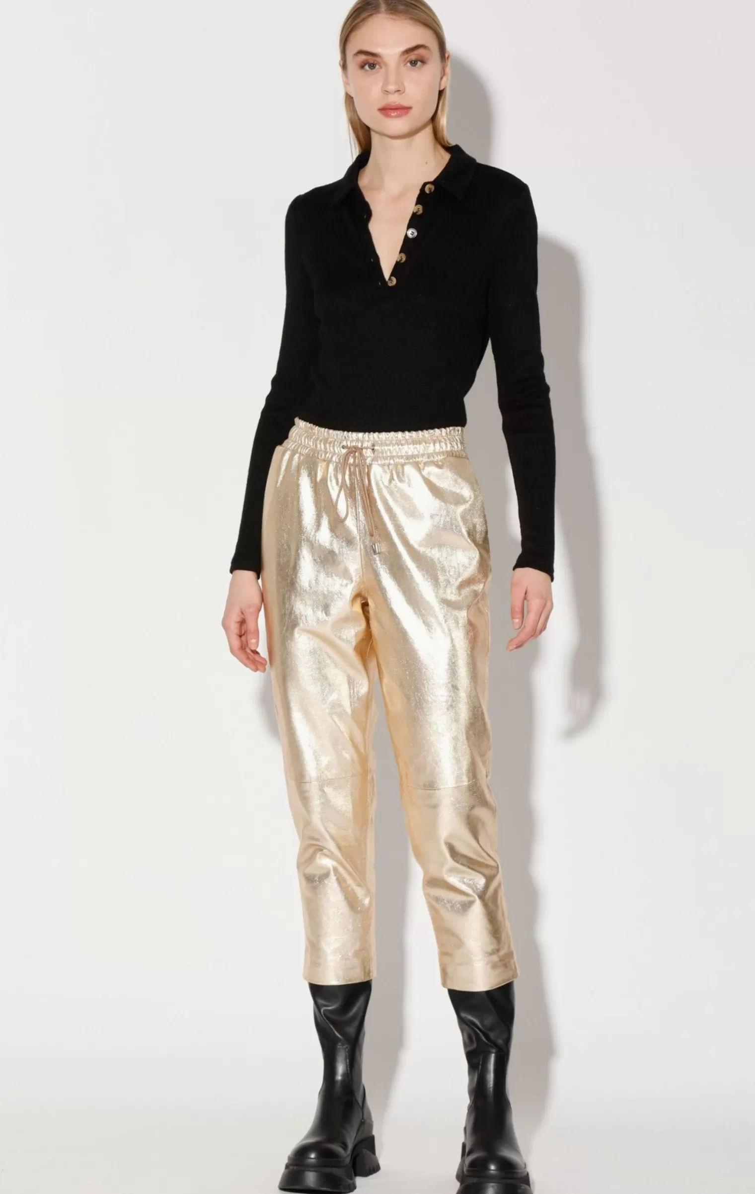 Walter Baker Minh Jogger, Gold-Leather>Women Bottoms