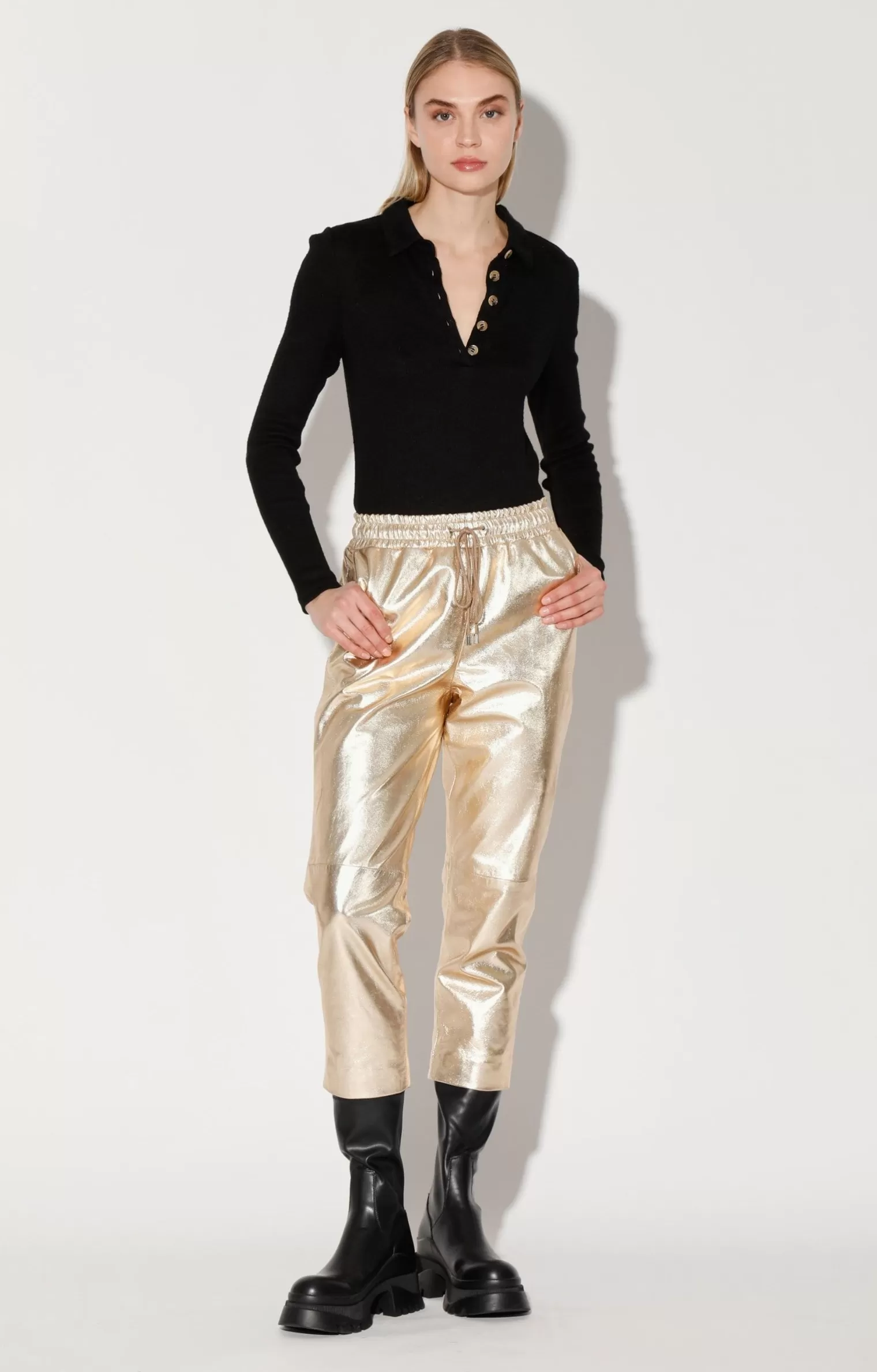 Walter Baker Minh Jogger, Gold-Leather>Women Bottoms