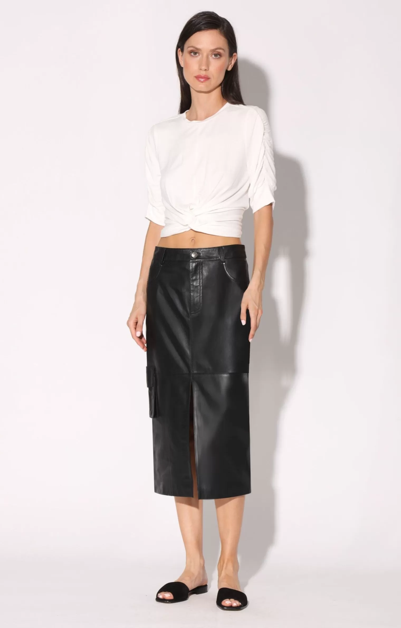 Walter Baker Selene Skirt, Black-Leather>Women Bottoms