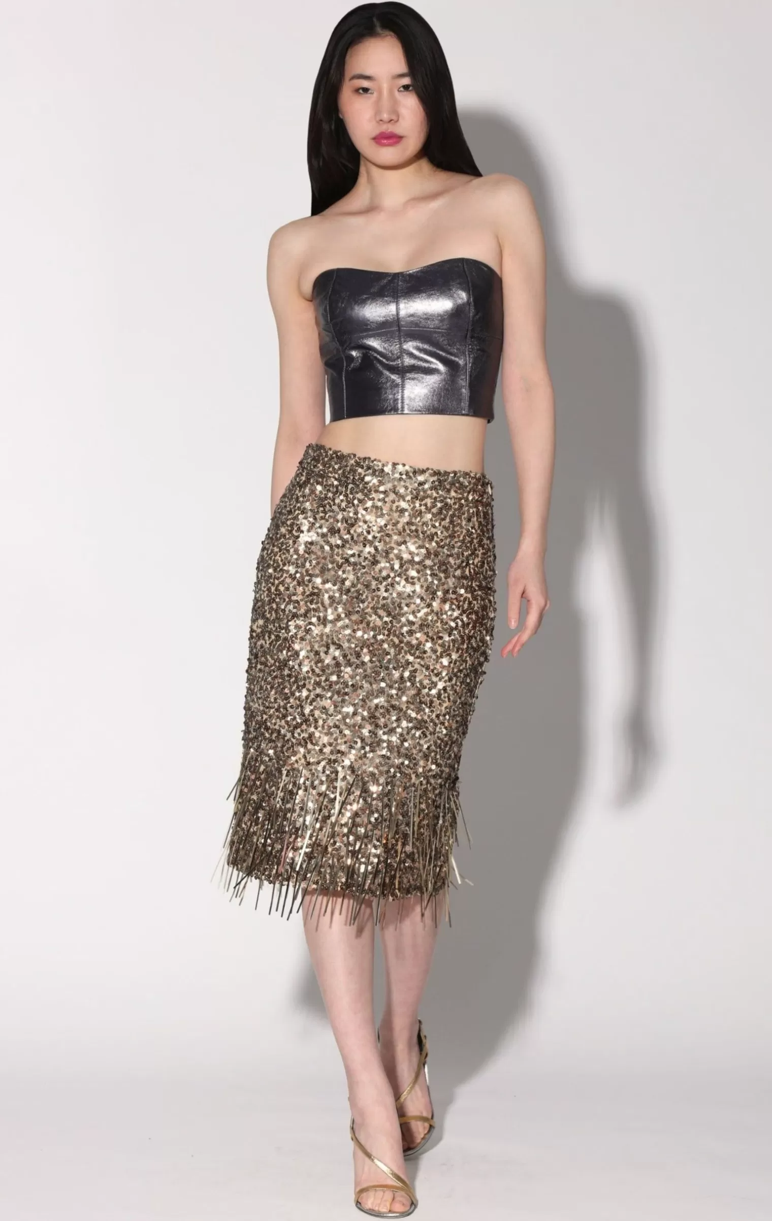 Walter Baker Trixie Skirt, Gold Beam Sequin>Women Bottoms